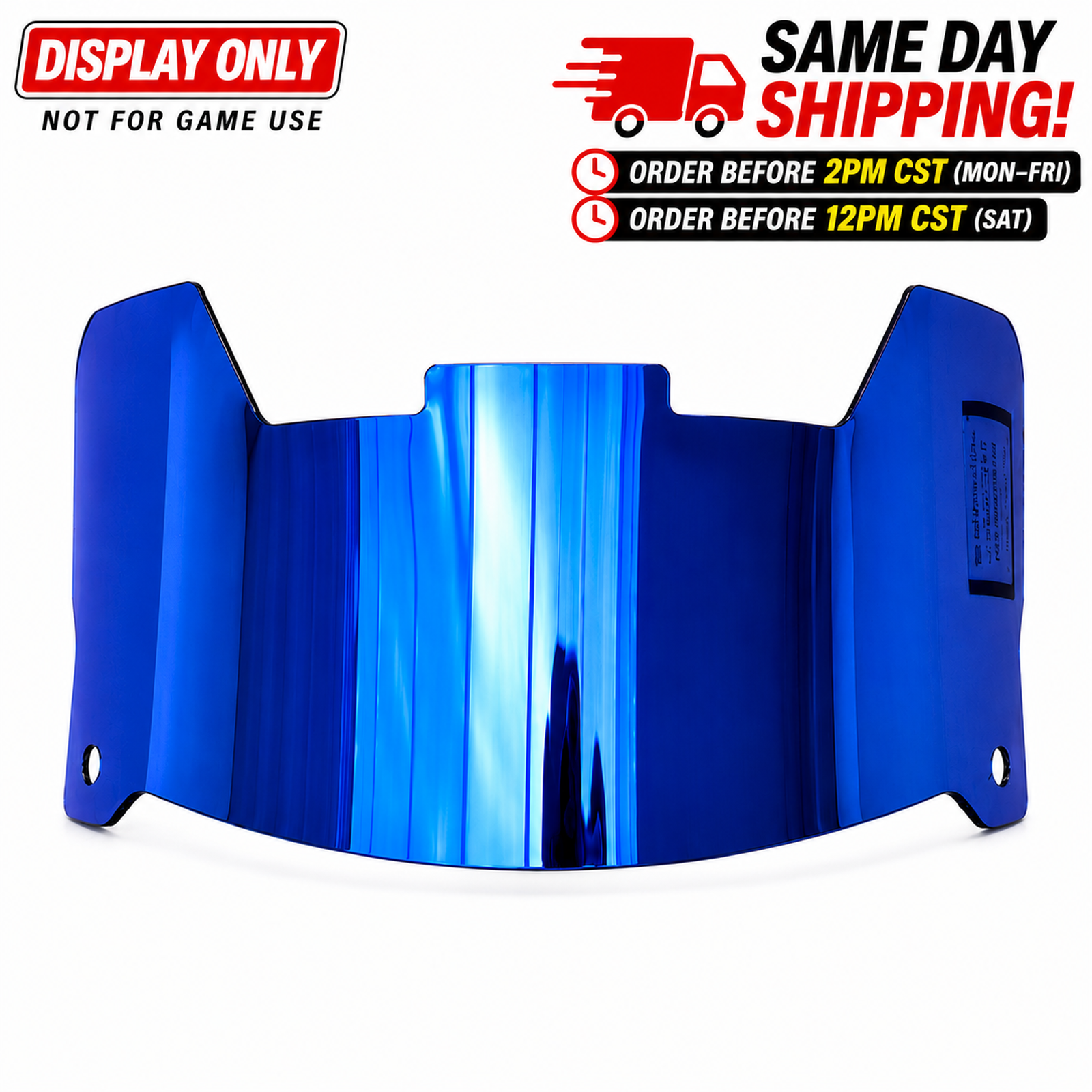 Full Size Acrylic Chrome Mirror Football Helmet Visor + Quick Clips – DISPLAY ONLY