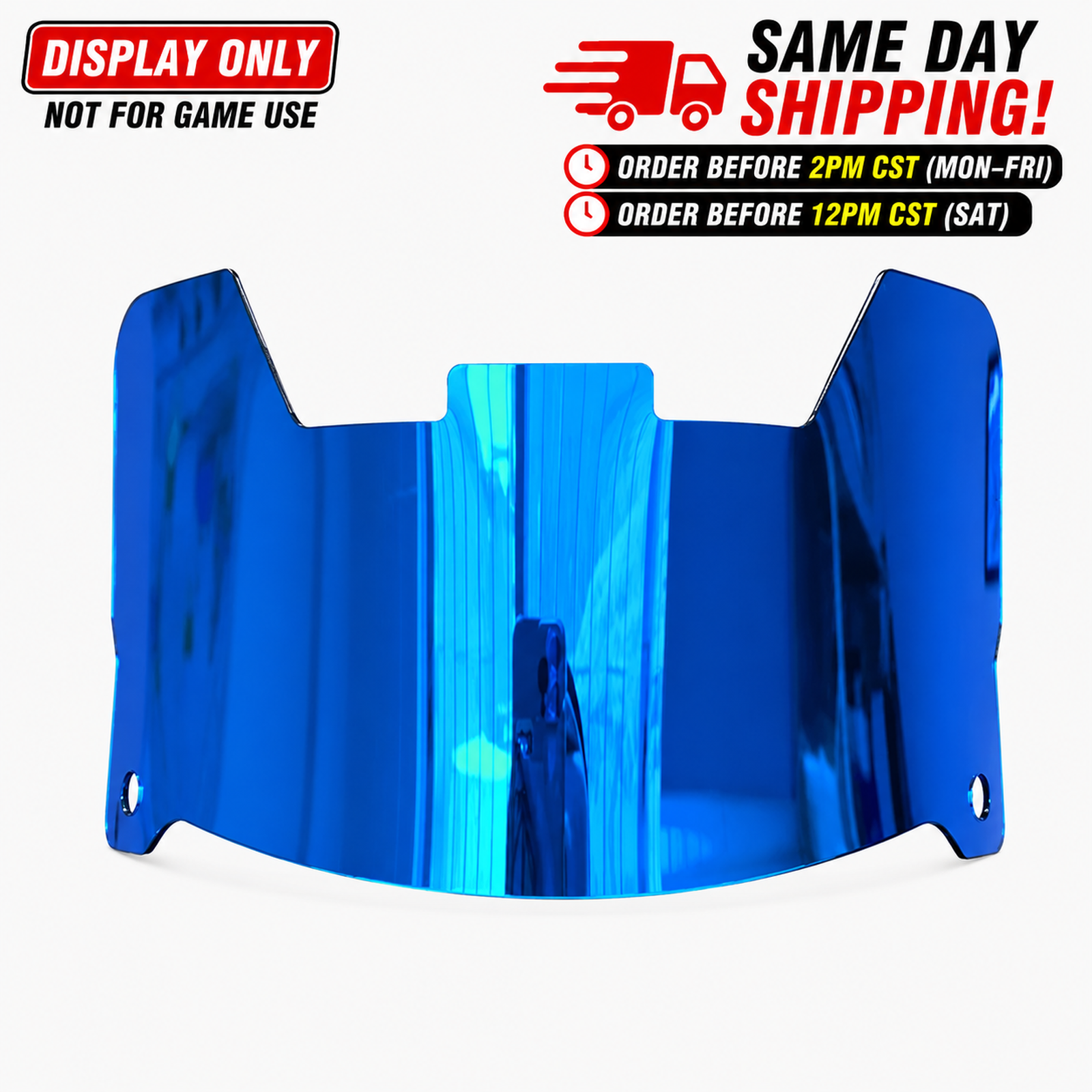 Full Size Acrylic Chrome Mirror Football Helmet Visor + Quick Clips – DISPLAY ONLY