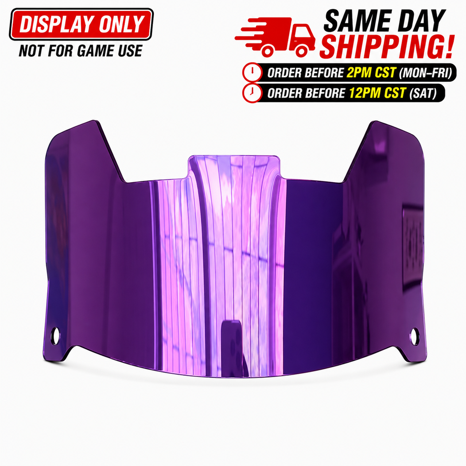 Full Size Acrylic Chrome Mirror Football Helmet Visor + Quick Clips – DISPLAY ONLY