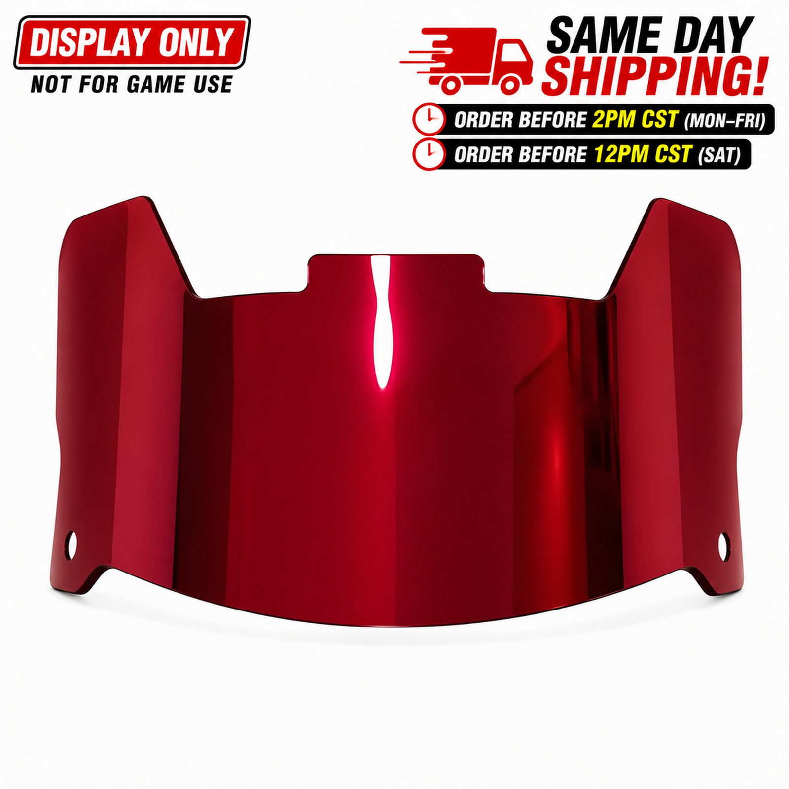Full Size Acrylic Chrome Mirror Football Helmet Visor + Quick Clips – DISPLAY ONLY