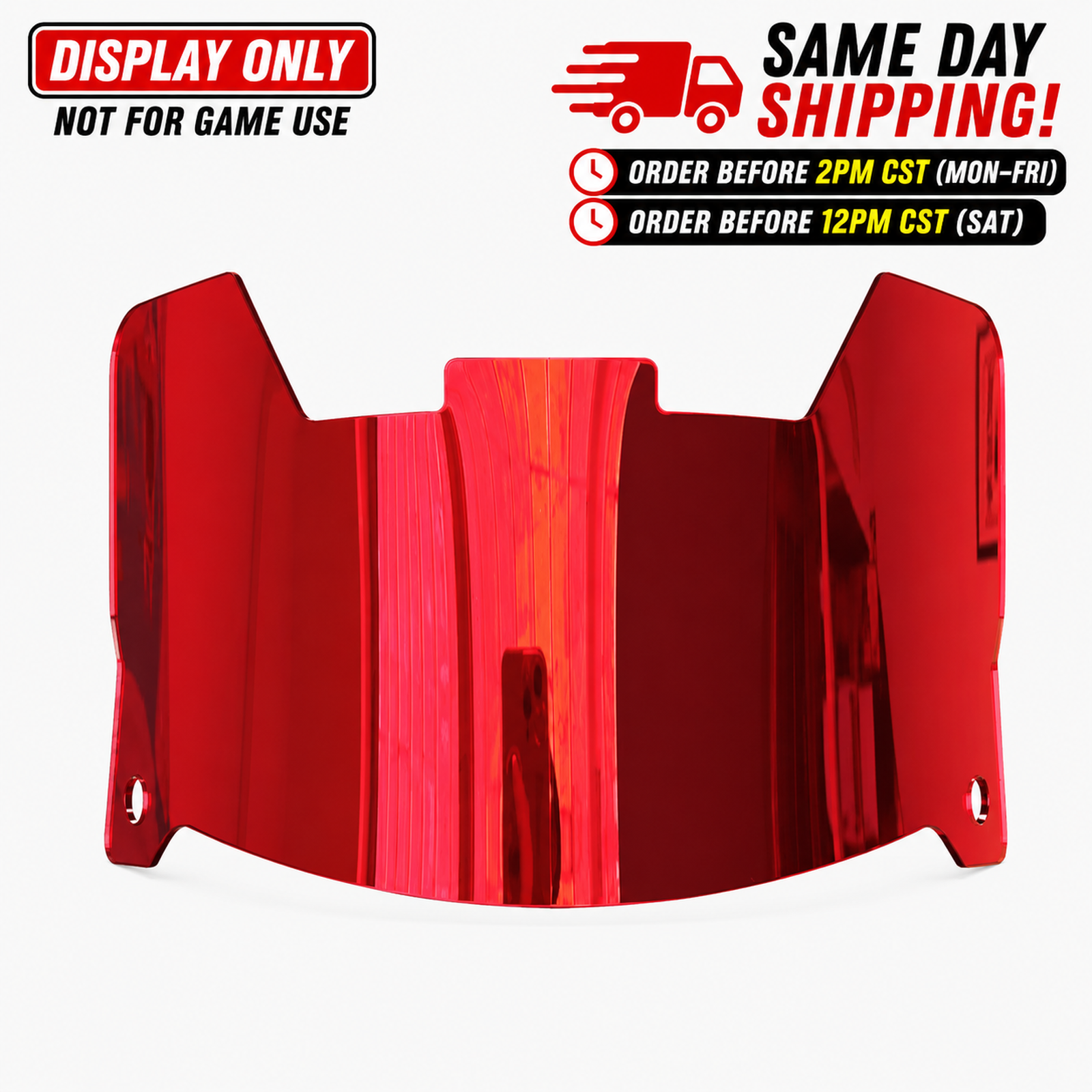 Full Size Acrylic Chrome Mirror Football Helmet Visor + Quick Clips – DISPLAY ONLY
