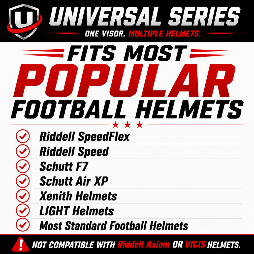 Football Helmet Visor + Quick Clips | Riddell SpeedFlex, Speed, Replica & Schutt F7