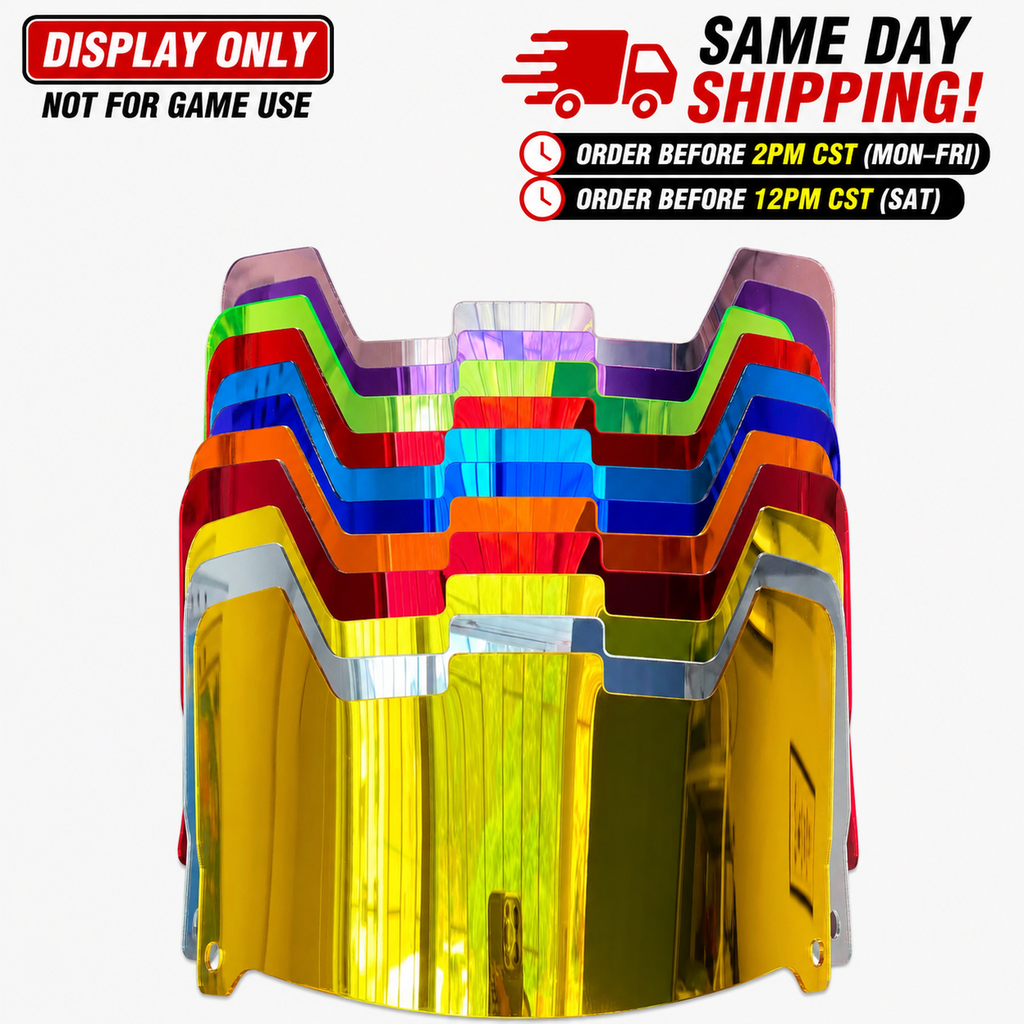 Full Size Acrylic Chrome Mirror Football Helmet Visor + Quick Clips – DISPLAY ONLY